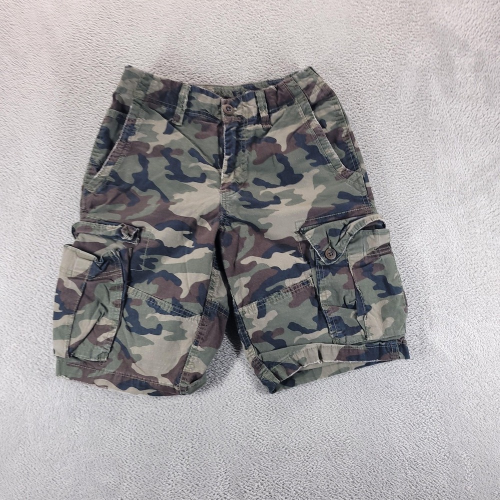 American Eagle Shorts Mens 28 Green Camo Cargo 9" Flex Canvas Relaxed Summer